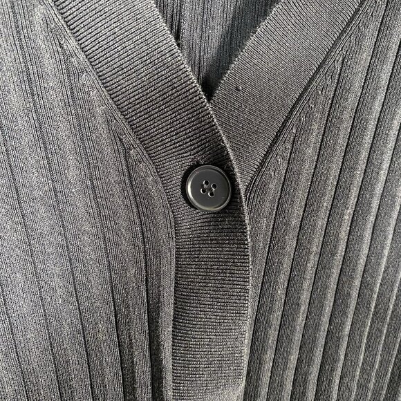 COS Cardigan Size L Navy Button Front V-Neck Relaxed Fit Slouchy Ribbed Knit - Picture 7 of 14
